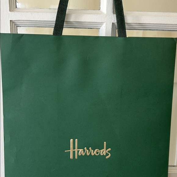 Harrods Dark Green Tote with Gold Logo - Picture 4 of 10
